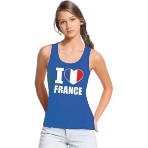 Blauw I love Frankrijk supporter singlet shirt/ tanktop dames - Frans shirt dames S