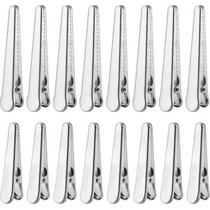 Metalen sluitclips - 16 stuks - roestvrij staal - 2 maten
