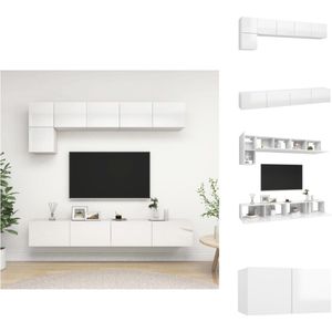 vidaXL TV-meubelset - Hoogglans wit - Spaanplaat - 60x30x30 cm (BxDxH) - Televisiemeubel - Kast