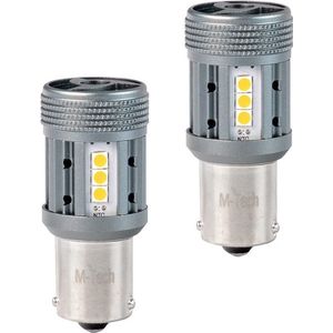 BA15S - 1156 - autolamp set 2 stuks - amber/oranje | PY21W 7510 - 2x 12-SMD LED | geforceerde koeling - CANBUS 12V & 24V DC