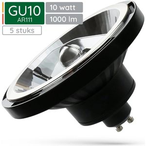 Spectrum GU10 LED Spot AR111 - 10 Watt - 230V - 1000 Lumen - 3000K Warm wit - Gezellig licht - Energiezuinig - 5 stuks