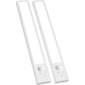 sensor lamp Bewegingssensor LED-verlichting, keuken onder kast nachtlampje, 2500 mAh batterij oplaadbare led-lamp, USB-voeding, voor hal, kledingkast, kast, pak van 2, witte kleur [Energieklasse A]
