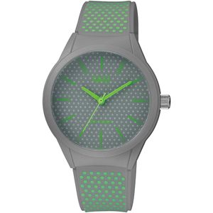 Q&Q VR28J037Y - Horloge - Sport - Analoog - Unisex - Plastic band - Rond - Streepjes - Kunststof - Grijs - LichtGroen - 10 ATM