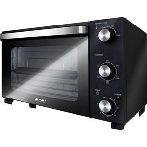 MPM Vrijstaande Elektrische Oven 22 Liter - Hete Lucht - Mini Oven - Timer - 230°C - 1300W - Zwart