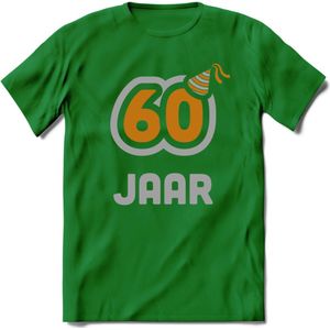 60 Jaar Feest T-Shirt | Goud - Zilver | Grappig Verjaardag Cadeau Shirt | Dames - Heren - Unisex | Tshirt Kleding Kado | - Donker Groen - M