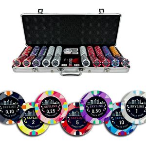 Poker Merchant - poker set Skyline Cash Game 500 - incl. pokerkoffer- incl. pokerkaarten - incl. dealerbutton.