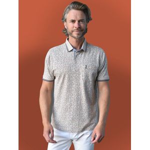 GCM heren polo - poloshirt heren - beige print - korte mouwen - 24181 - maat 4XL