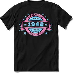 1942 Premium Quality | Feest Kado T-Shirt Heren - Dames | Licht Roze - Licht Blauw | Perfect Verjaardag Cadeau Shirt | Grappige Spreuken - Zinnen - Teksten | Maat 3XL