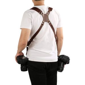 Quick Release Antislip Dual Shoulder Lederen Harnas - SLR DSLR - Zwart