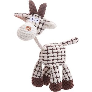 Dierenspeeltje Funny Giraffe van katoen, soft pluche en flostouw - hond - pluche - speeltje - giraf - flostouw - hondenknuffel