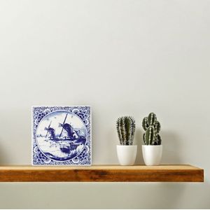 Tegel Landschap - Delfts blauw - 13 cm