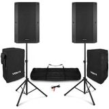 Vonyx VSA15 PA System - Actieve Speakers - Bluetooth - Inclusief Statieven en Hoezen - 15 Inch
