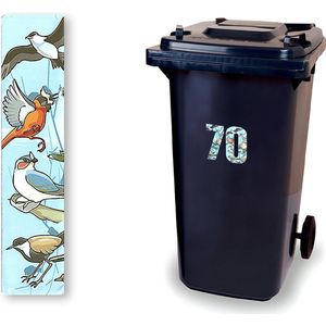 Huisnummer kliko sticker - Nummer 1 - Vogels - container sticker - afvalbak nummer - vuilnisbak - brievenbus - CoverArt
