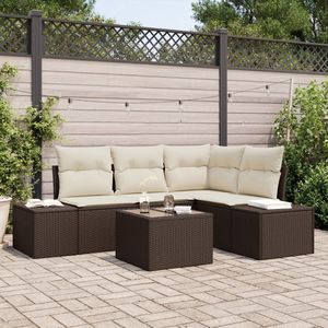 vidaXL - 4-delige - Tuin - Sofa - Set - met - Kussens - Grijs - Poly - Riet