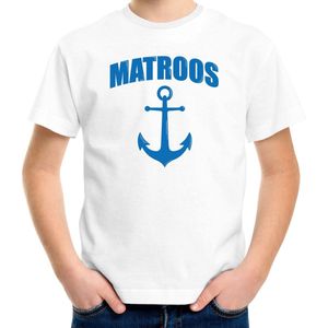 Matroos met anker verkleed t-shirt wit voor kinderen - maritiem carnaval / feest shirt kleding / kostuum 146/152