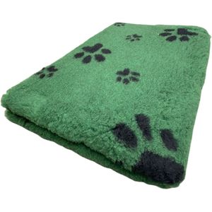 Topmast Vetbed - Hondendeken - Benchmat -puppykleed dierenmat - Groen zwarte voetprint - Anti-Slip - 150x100 cm machinewasbaar