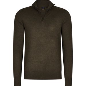 Mario Russo - Heren Sweaters Half Zip Trui Cold Brown - Bruin - Maat XL