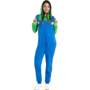 OppoSuits Luigi Onesie - Nintendo Jumpsuit - Kleding voor Luigi Outfit - Thema Huispak - Carnavalskleding - Blauw - Maat: XXL