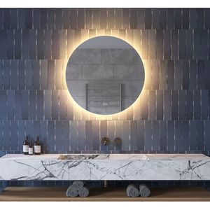 Ronde badkamerspiegel met indirecte verlichting, verwarming, touch sensor en dimfunctie 80x80 cm