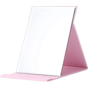 Make-upspiegel klapspiegel met PU-lederen hoes - compacte superHD-spiegel voor bureau - reis make-upspiegel (20 x 15 cm roze)