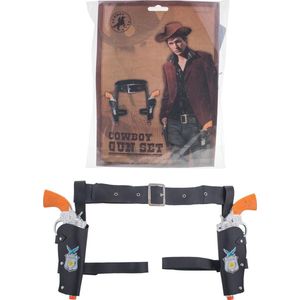 Accessoireset cowboy 3-delig (2 pistolen, holster)