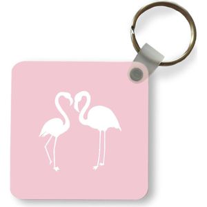 Sleutelhanger - Uitdeelcadeautjes - Flamingo - Vogel - Wit - Tekening - Plastic