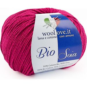 Woolove biologisch sojagaren van katoen en soja, zeer zacht, ademend en glanzend, natuurlijke plantaardige vezels, ideaal voor strijken/crochetten: 3,00/3,50 Magenta-Rood 605 50 gr