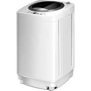 Costway Volautomatische Mini Wasmachine met Pomp en Display 3,5 kg - Mini Camping Wasmachine - Wit 43x43x75 cm