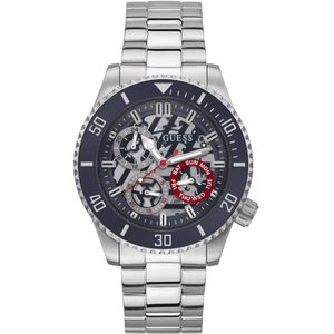 Guess GW0488G1 Heren horloge chronograaf donkerblauw met rode details op de wijzerplaat