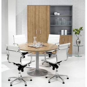 Ronde vergadertafel Teez diameter 120cm bladkleur Halifax Eiken framekleur Zwart (RAL9005)