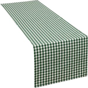 Tafelloper 40 x 150 cm donkergroen/wit geruit (kleur en grootte naar keuze) - hoogwaardige tafelloper van 100% katoen in Scandinavische landhuisstijl