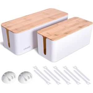 Grote kabelbeheerdozen - houten stijl snoerorganizer box voor tv-draden - computer router USB-hub - stekkerdoos - ABS-materiaal - baby-huisdierbestendig slot
