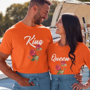 Oranje Koningsdag T-shirt - MAAT S - Dames Pasvorm - Queen Rose