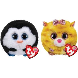 Ty - Knuffel - Teeny Puffies - Waddles Penguin & Tabitha Cat