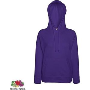 Fruit of the Loom Lady-Fit hoodie - Lightweight - Maat L - Kleur Purple