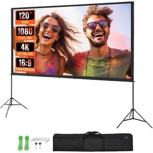 J-Mart Projectorscherm met Standaard – Draagbaar Beeldscherm – 16:9 – Voor Binnen/Buiten – Film/Presentatie – 160° – 100 inch