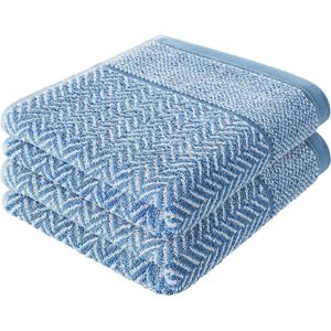 Douchehanddoek set van 2 100% katoen 70x140 cm patroon, blauw
