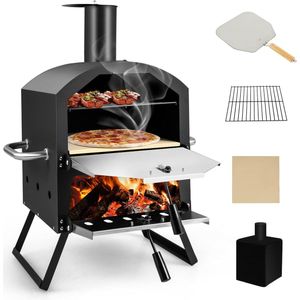 Outdoor pizzaoven met grillrooster en pizzasteen voor perfecte pizza's