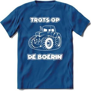 T-Shirt Knaller T-Shirt|Trots op de boerin / Boerenprotest / Steun de boer|Heren / Dames Kleding shirt Trekker / Tractor|Kleur Blauw|Maat M