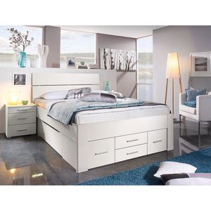 Maxi Bed Butiken met hoofdbord en 6 laden - 180 x 200 cm - alpine wit