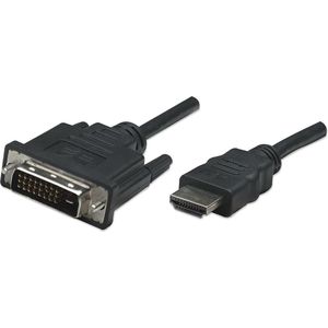 Manhattan 322782 HDMI-kabel HDMI / DVI Adapterkabel HDMI-A-stekker, DVI-D 24+1-polige stekker 1.00 m Zwart