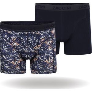 Zaccini Heren Boxershorts - 2 Pack - Maat XL - Palm Print / Uni Navy - 95% Katoen