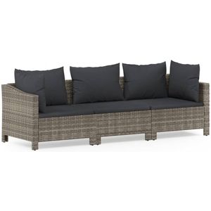 vidaXL Loungeset 3-delig - Grijs - Inclusief kussens Loungeset - Tuinset - Lounge Set - Tuinmeubels - Loungebank