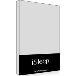 iSleep Perkal Split-Topper Hoeslaken - Litsjumeaux - 180x210 cm - Zilver