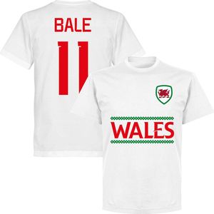 Wales Reliëf Bale Team T-Shirt - Wit - 3XL