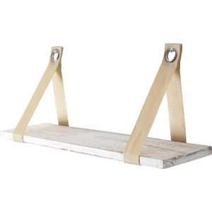 Wandplank Var, hangplank Plank, shabby look, vintage 21x50cm ~ wit