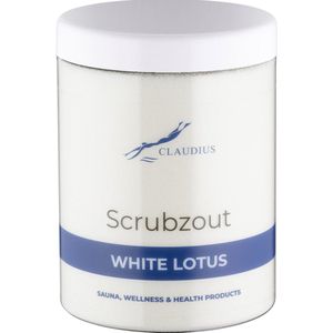 Scrubzout White Lotus in handige pot - 1250 gram - met witte deksel - Hydraterende Lichaamsscrub