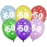 6x stuks Ballonnen 50 jaar thema print met sterretjes - Leeftijd feestartikelen versiering 50 jarige