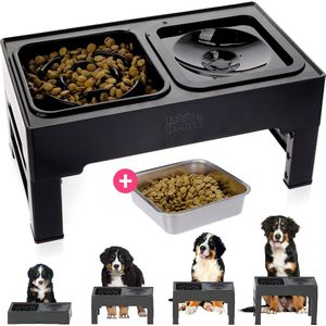 Tobi’s House Voerbak Hond met Standaard – Drinkbak Hond Anti Knoei – Voerbakken Hond – Drinkbak Hond Anti Knoei– Anti Schrokbak Hond – SlowFeeder – Verhoogde Voerbak – Extra voerbak – Verstelbaar – 4 Hoogtes – Zwart