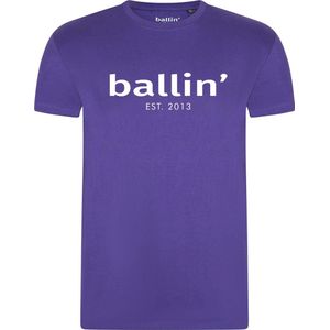 Heren Tee SS met Ballin Est. 2013 Regular Fit Shirt Print - Paars - Maat L
